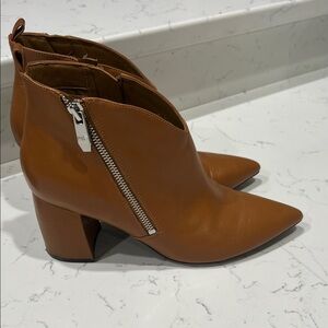 Marc Fisher Brown Leather Ankle Boots